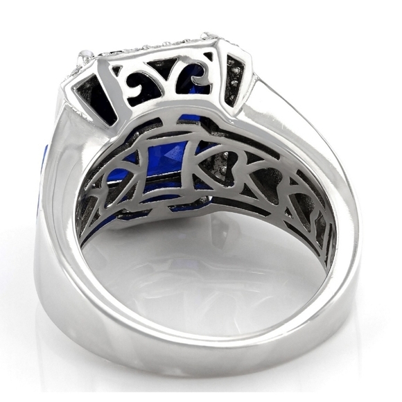 Blue Lab Created Spinel Rhodium Over Sterling Silver Ring. Sz 6! Final P… - Picture 3 of 7